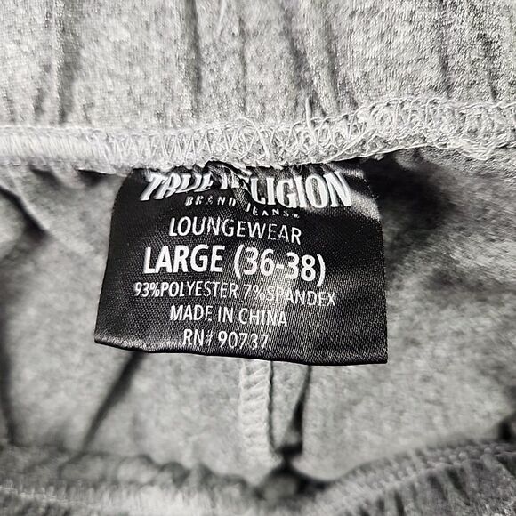 True Religion Mens Lounge Wear Jogger Pants Large Elastic Waistband Grey Pajama - Picture 11 of 12